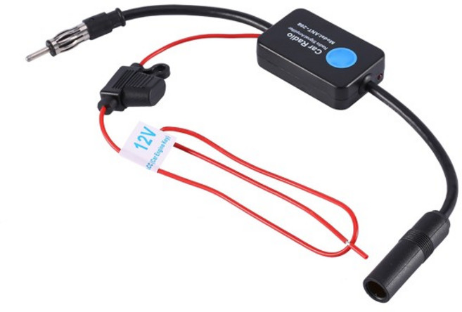 호환 자동차 FM 라디오 공중 안테나 수신 증폭기 부스터 인라인 차량 장착 12V