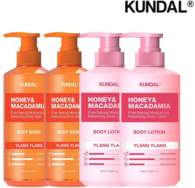 쿤달 퓨어 바디워시 일랑일랑 500ml x2개+바디로션 일랑일랑 500ml x2개, 1세트