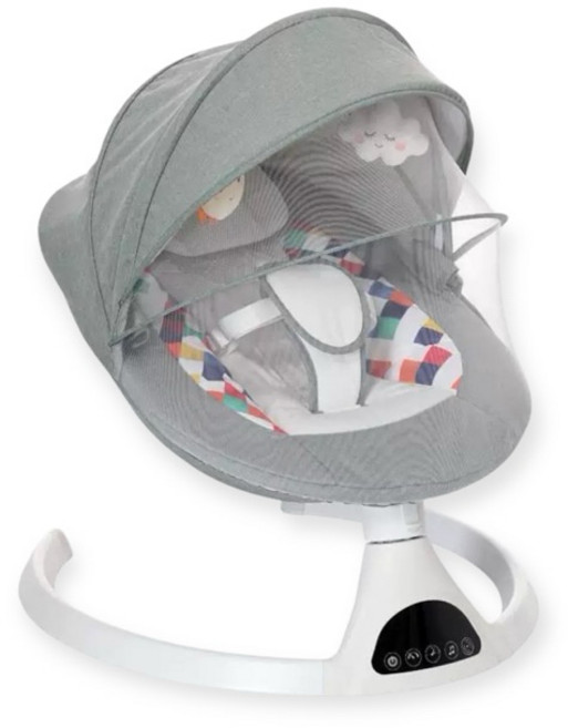 多功能嬰兒電動搖椅 安撫搖床 附蚊帳 0-6個月適用, 綠色