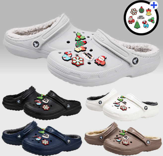 [국내매장판] 크록스 클래식 라인드 클로그 털크록스 4종 1택 겨울 크리스마스 악세사리