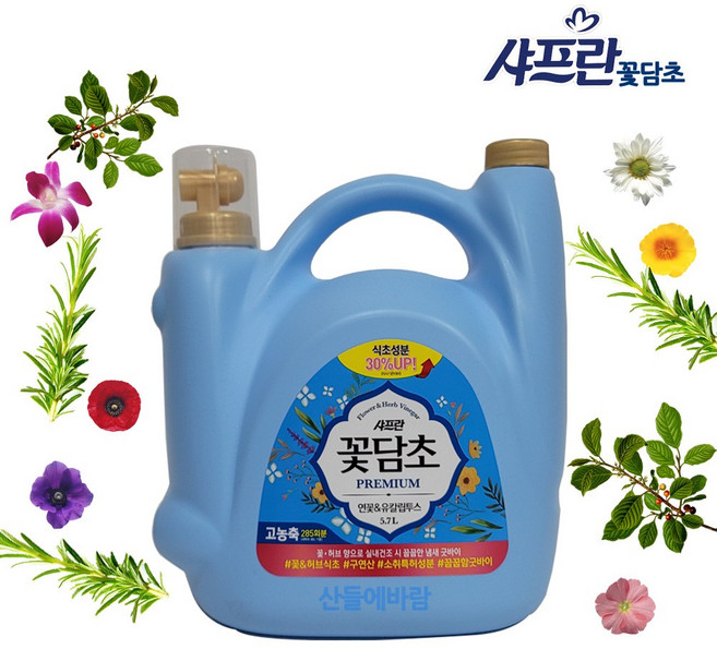꽃담초 5.7L 섬유유연제 허브식초 30 UP 고농축 섬유유연제 285회분 소취특허성분, 1개