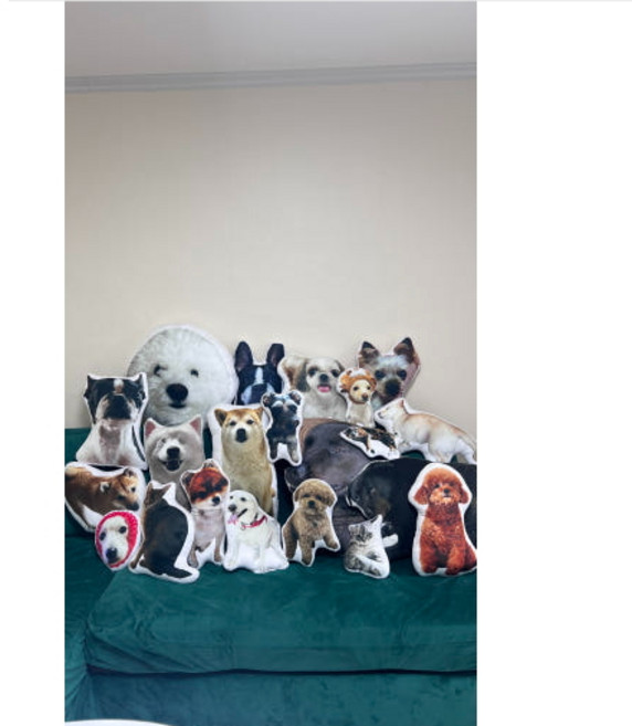 포토쿠션 주문제작 반려동물 강아지 고양이 애착 인형 사진 쿠션 제작, 양면, 60cm(23.6인치)