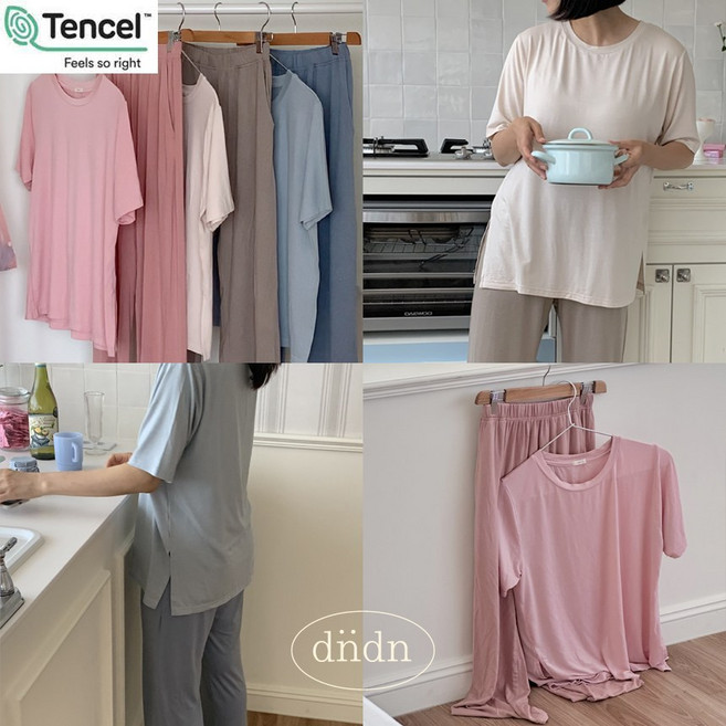 [드니드니] 자체제작 맘룩 썸머 텐셀 컴포터블 여성 상하세트 홈웨어 키작녀 (3color)