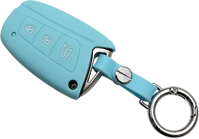 현대 그랜져HG 싼타페DM 제네시스DH 호환 자동차 실리콘 스마트키 케이스 키홀더, 3버튼_S12_SS1, 스카이블루