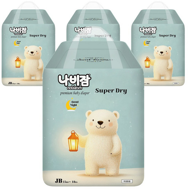 나비잠 기저귀 슈퍼드라이 오버나이트 팬티 4팩, 72매, 점보형(2XL)