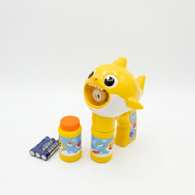 핑크퐁 아기상어 비눗방울 버블건 야외놀이 필수아이텀 건전지포함, 1개, 옐로우