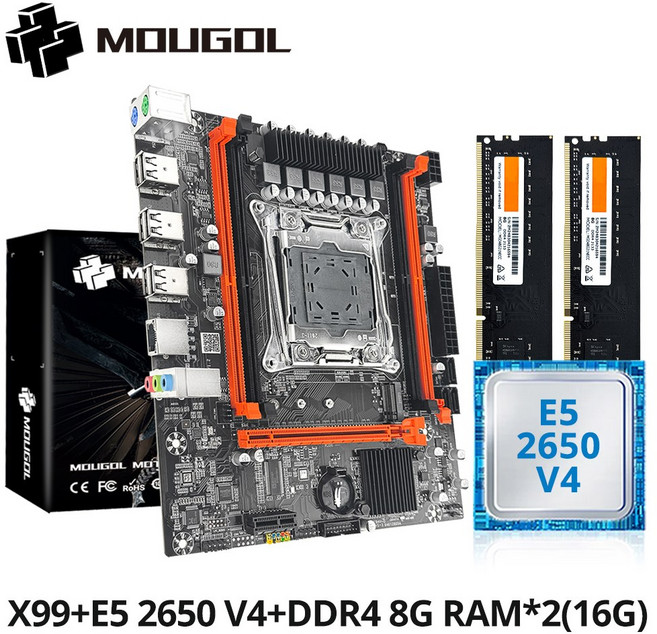 Intel Xeon E5 2680 V4 및 DDR4 8Gx2 2133MHz 듀얼 채널 ECC RAM M.2 NVME가 탑재된 MOUGOL X99 게이밍 마더보드 키트데스크탑 PC용, 1개