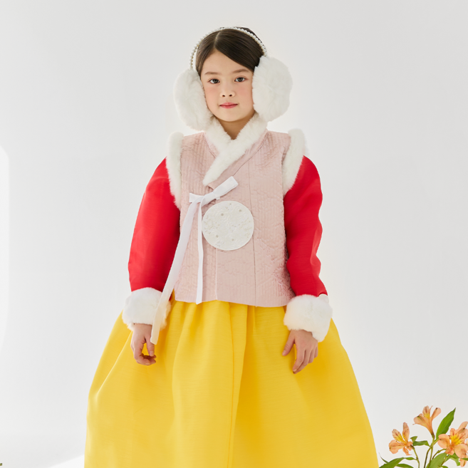 키즈톡톡 예솜 털 한복 배자 유아 여아 어린이 조끼 겨울 설 새해 졸업