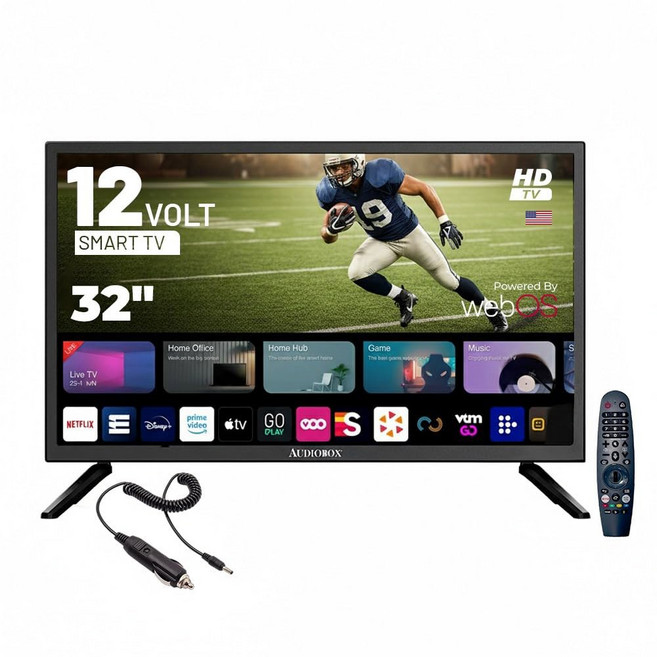 오디오박스 32인치 스마트 TV LED HDTV 캠핑용 12볼트 매직 리모컨 웹OS 허브 블루투스 듀얼 밴드 WiFi 12V AC/ 호환성
