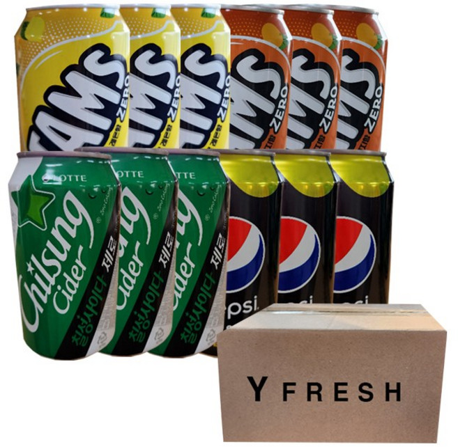와이프레쉬)탄산음료세트 +yfresh박스, 1세트, 355ml