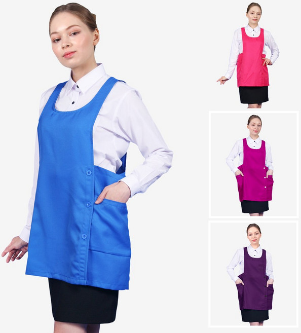 레뷰가운 AE255 원피스 앞치마 간호사 치위생사 요양보호사 단체복 유니폼 병원앞치마 치과, AE255 딥퍼플L, 1개