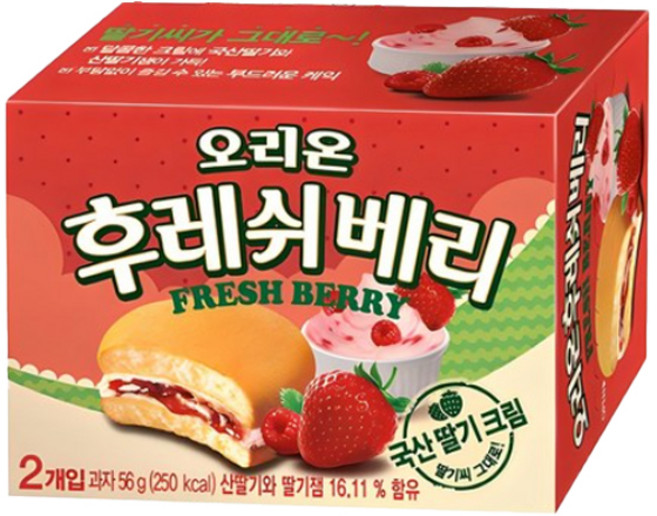 오리온 후레쉬베리 딸기, 56g, 6개