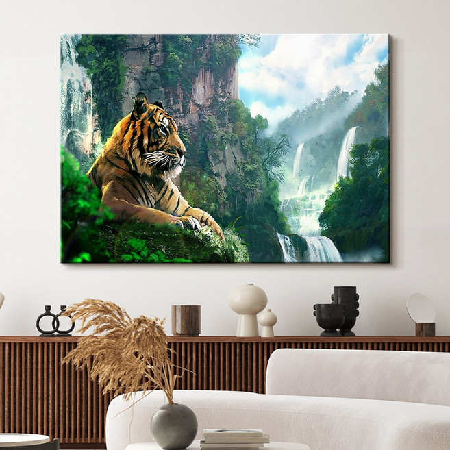 집안지켜주는 수호신 호랑이 황호 백호 인테리어 캔버스 액자 [더아트컴퍼니 액운방지 수맥차단 사업운 돈들어오는 그림], 17. 행복재물 호랑이