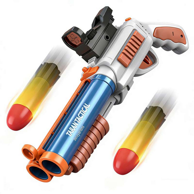 꼬마발명가 남자 어린이 장난감 총 전동 더블 배럴 샷건 산탄총, 1세트, 회색