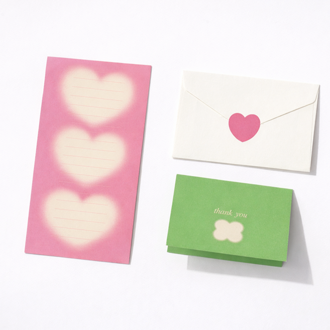 포포샵 감성 편지지 8p + 편지봉투 4p + 스티커 4p 세트, 1팩, 하트