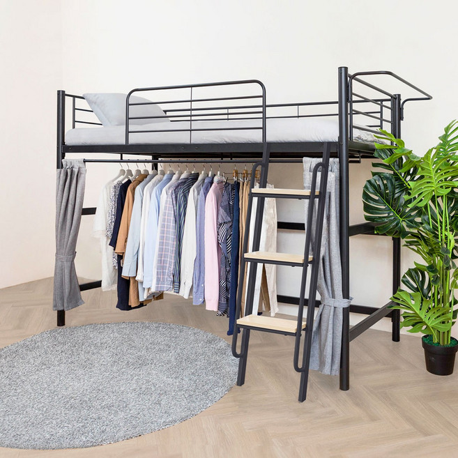 일루일루 코모드i 행거형 낮은 벙커침대 옷장 성인 2층 수납 프레임, 블랙(프레임만)