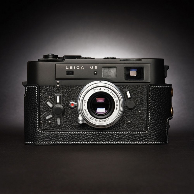 라이카 M6 카메라 파우치 리얼 가죽 Leica M5 M4 M3 M2 MAMP 소가죽 커버 사이드 필름 케이스, 블랙 M5, 1개, H. M5 베이스 블랙