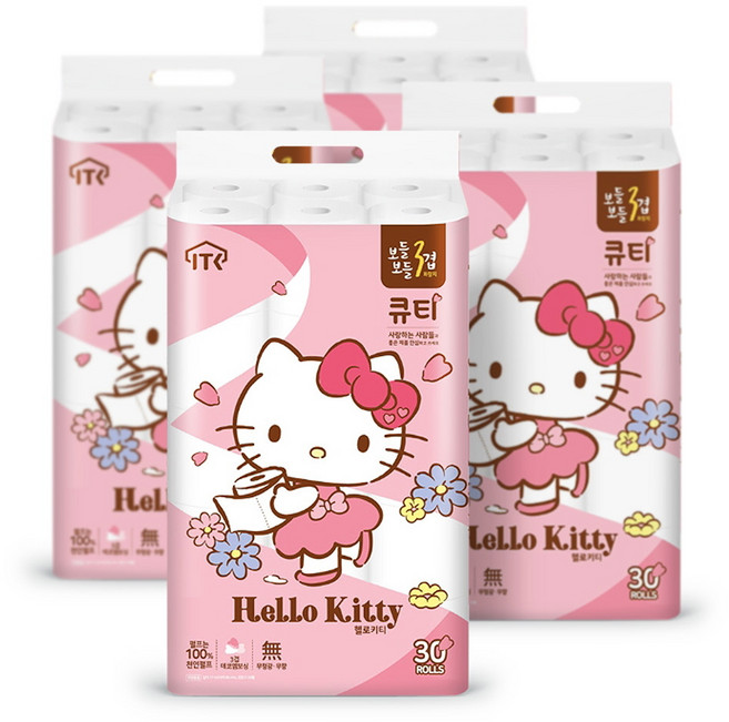 헬로키티 큐티 화장지 보들보들3겹 27m 30롤 4팩, 1개