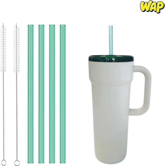 WAP 스타벅스 단테 스탠리 텀블러 호환 28cm 그린 내열 트라이탄 빨대 세척솔 세트, 1개