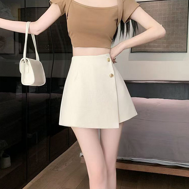 SELEAD 여성 하이웨스트 A라인 지퍼 스커트 치마바지 플레어 속바지 짧은 치마 미니 스커트 빅사이즈