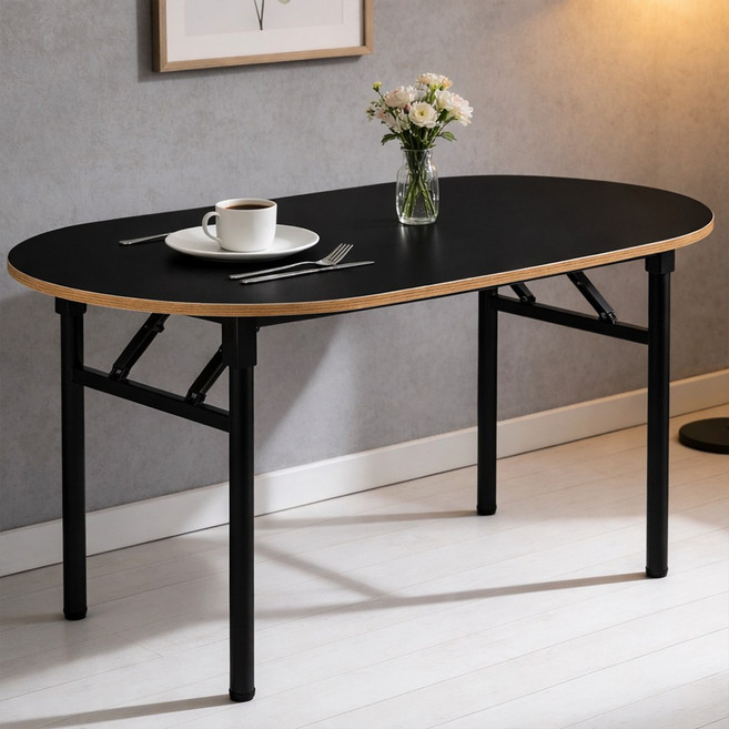 라온프리 다용도 접이식 식탁, 블랙, 2인용