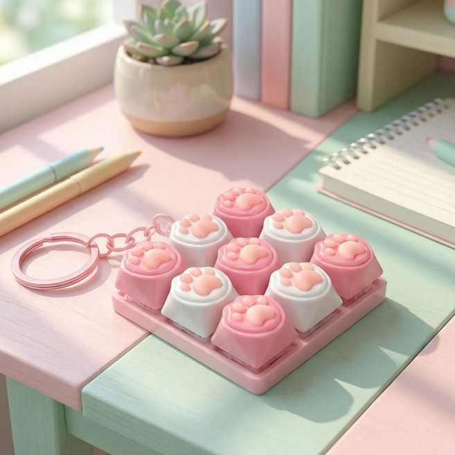 나는야문구 젤리냥이 키보드 키링 9구, 1개, 핑크