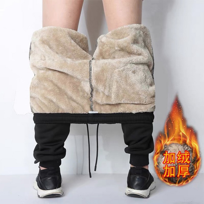 加絨加厚長褲男 冬天必備 羊羔絨發熱褲 男士保暖長褲 秋冬防寒