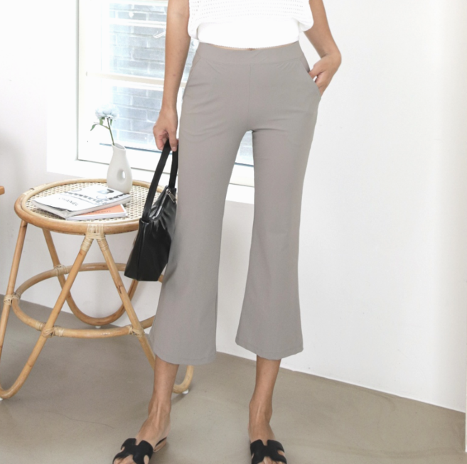 국산 여성 냉감 여름 부츠컷 키작녀 나팔 밴딩 빅사이즈 포켓 팬츠 슬랙스 8부 숏