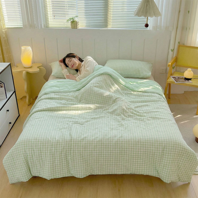 마술사 체크 무늬 대두섬유 여름 이불 부드러움 통기성, 민트