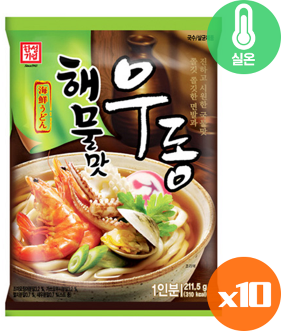 한성기업 해물맛 우동 (1인분), 211.5g, 10개