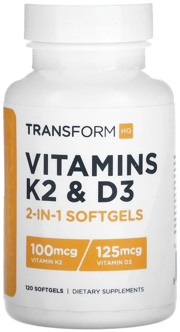TransformHQ 비타민K2 및 D3 소프트젤 120정, TransformHQ비타민K2및D3소프트젤120정, 1개 - 쿠팡