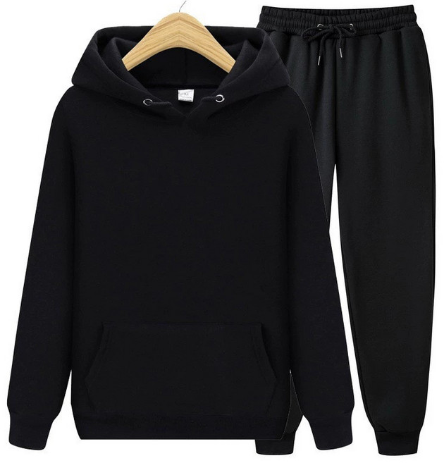 가을겨울 유니섹스 오버핏 후디 세트 긴팔 상의 후드티+조거팬츠 2피스 면 보온 기모 안감 신축성 밴딩 조거팬츠 세트 무지 어 컬러