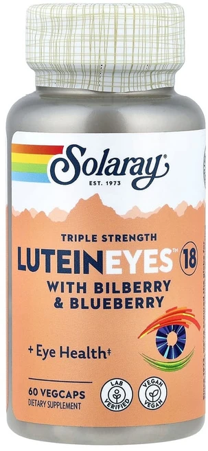 솔라레이 LuteinEeyes 18 빌베리 및 블루베리 함유 3배 강도 베지 캡슐 60정, SOR83216, 1개 - 쿠팡