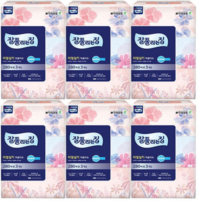 잘풀리는집 리얼실키 천연펄프 미용티슈 2겹, 18개, 280매입