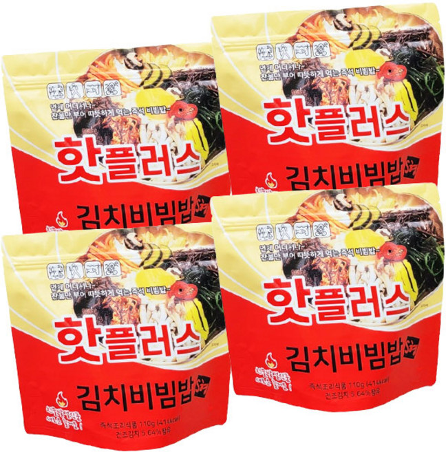 핫플러스 전투식량 발열도시락 김치 비빔밥, 4개, 110g