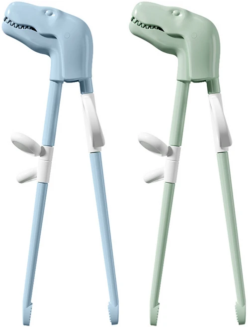 다이노 유아용 연습용젓가락 2p 세트(블루공룡+그린공룡), 2개 - 쿠팡