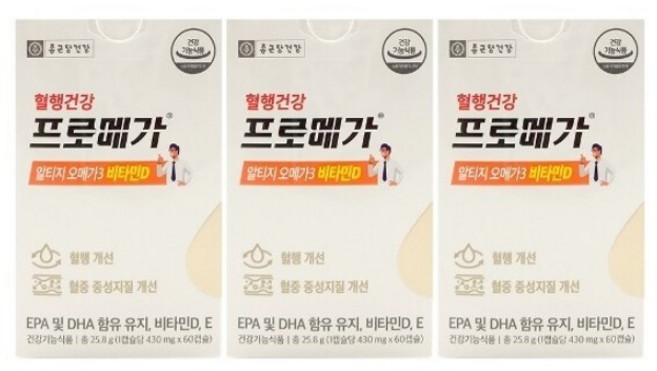 종근당 프로메가 알티지오메가3 듀얼 비타민D 430mg+홍삼스틱세트, 60정, 3세트