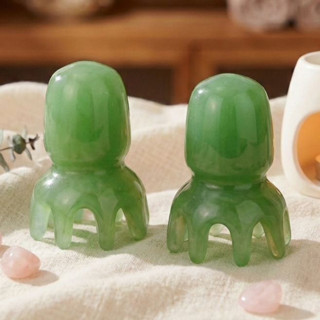 문어 마사지기 두피 괄사, 그린, 2개