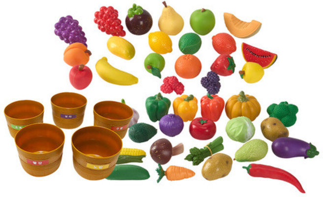 [캐스B] 플레이 말랑말랑한 과일 야채 바구니세트(1064set) 소꿉놀이 장보기 역할놀이, 1개