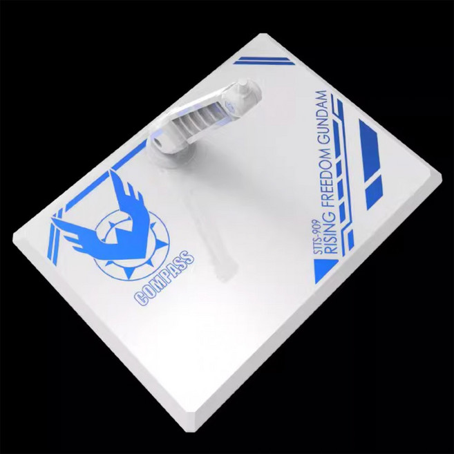 DDB 鋼彈模型通用地台 發射台 支架 HG 1/144 MGSD 飛翼 無限正義 全能攻擊自由, 1個, 燙金藍白底