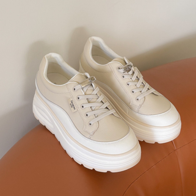 소울리 여성 굽높은 가죽 운동화 7CM