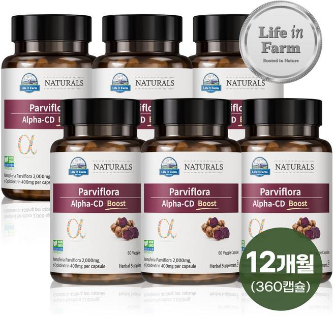 라이프인팜 파비플로라 알파CD 부스트 흑생강 2000mg 360비건캡슐 12개월분 추출물, 6개, 60정