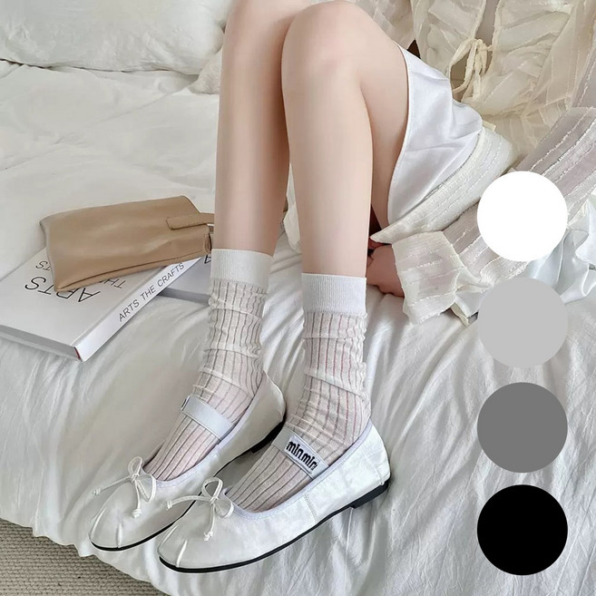 바디랜드 시스루 골지삭스 4켤레 세트