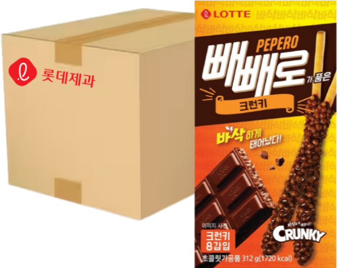 크런키빼빼로+(초코/누드/아몬드)빼빼로, 39g, 30개