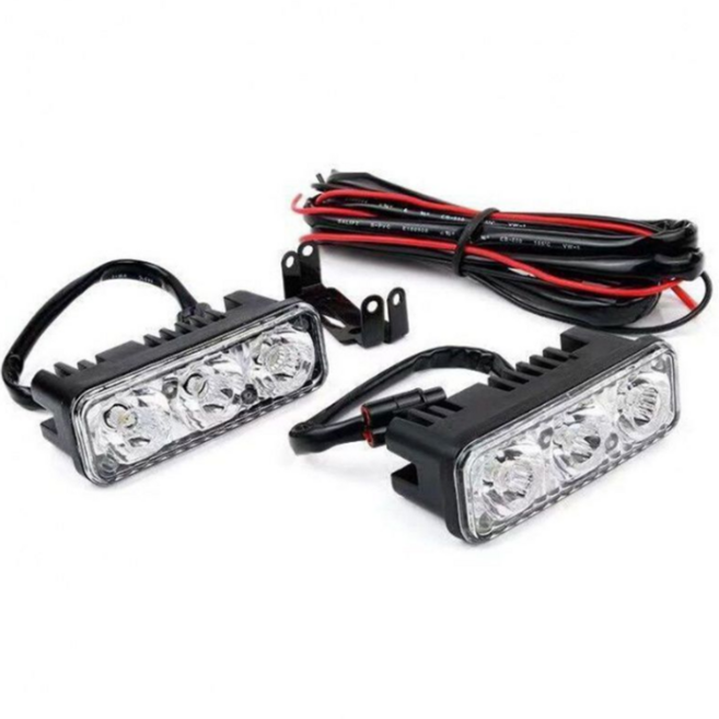 발통마켓 자동차 3구 데이라이트 서치라이트 2웨이 시그널램프 깜빡이 안개등 DRL, 1세트, H1, 3구DRL