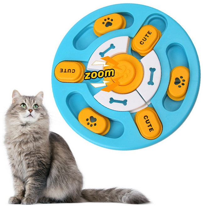 고양이먹이퍼즐 고양이슬로우식기 고양이푸드퍼즐 소리 낼 거예요 고양이간식퍼즐 초조함을 달래주는 슬로우식기 25x25cm, 1개, 푸른 색