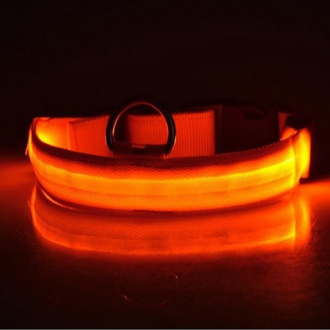 여고니야 강아지팬던트 2P 야간 LED 애견목걸이 목줄, 2개, 오렌지