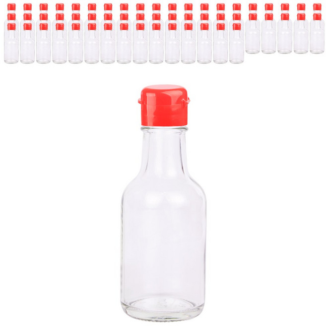 가인글로벌 S원형기름병150(FN) 유리병 원터치소캡 빨강, 56개, 150ml