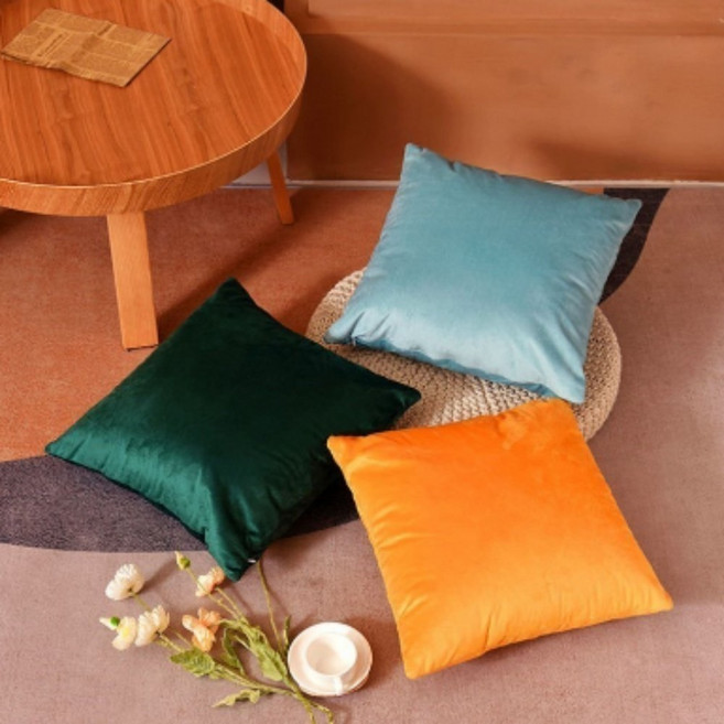 다플 벨벳 소파 쿠션 거실 침대 인테리어 사각 등받이, daoll 카키그린