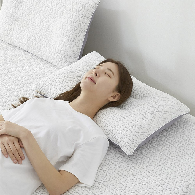 집앤콕 휴비스 듀라론 냉감 애착베개, 1개, 화이트그레이